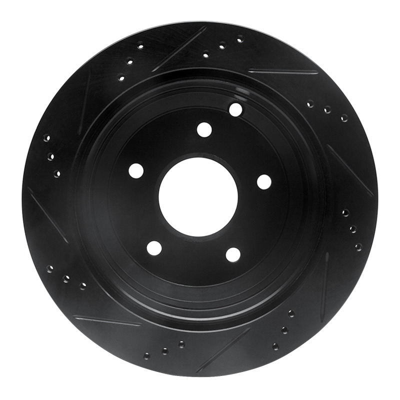 Pontiac GTO Brake Rotor (1) - Rear Right - R1 Concepts - Drilled & Slotted - Black - `05-`06